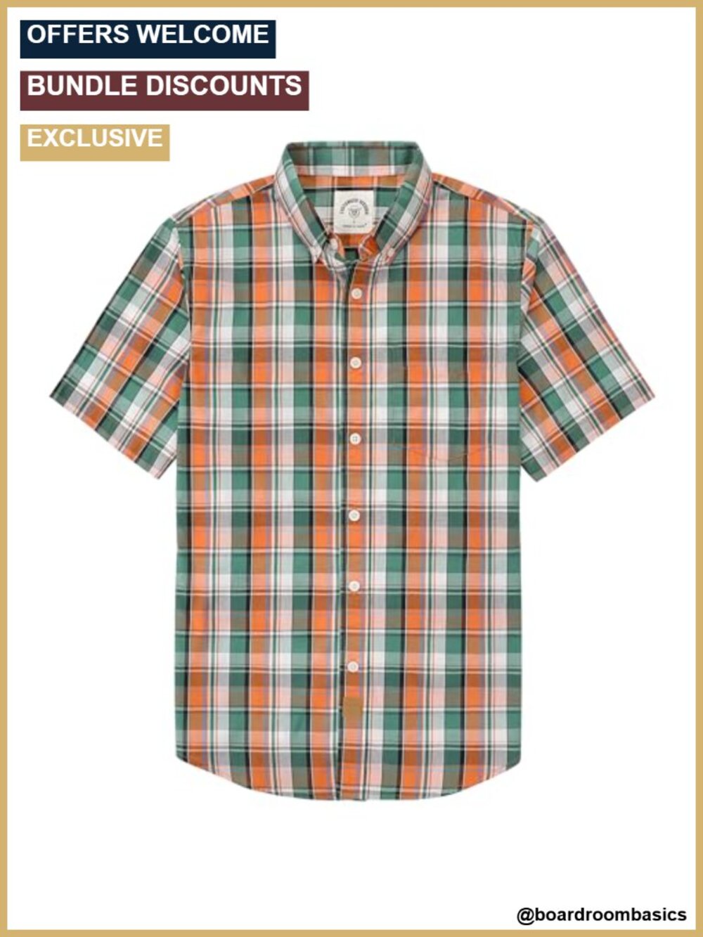 Men's Short Sleeve Button Down Shirt Soft Breathable Summer Casual Plaid Cotton